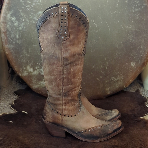 LIBERTY BLACK LB71166 Tall America Tan distressed cowgirl western boot sz7.5 EUC - Picture 10 of 16